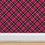 ★ HOT PINK TARTAN L (BIAS) ★ Royal Stewart inspired / Large Scale, Diagonal / Collection : Plaid ’s not dead – Classic Punk Prints