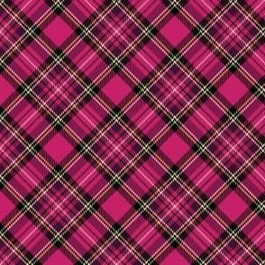 ★ HOT PINK TARTAN S (BIAS) ★ Royal Stewart inspired / Small Scale, Diagonal / Collection : Plaid ’s not dead – Classic Punk Prints