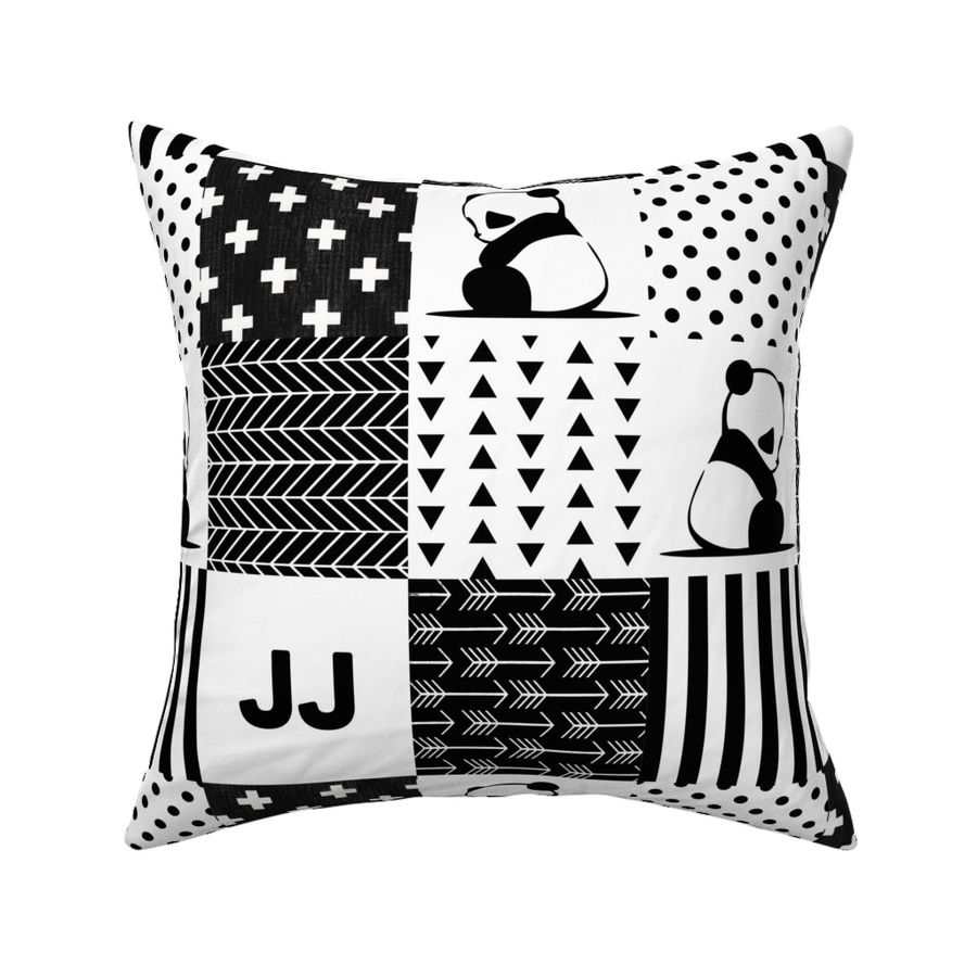 JJ Panda Patchwork | Geometric | B&W | 3x3 4.5”SQ