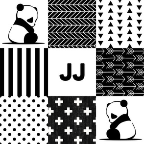 JJ Panda Patchwork | Geometric | B&W | 3x3 4.5”SQ
