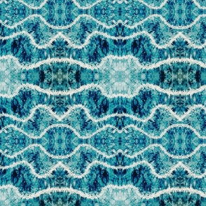 shibori stitched blue waves