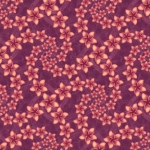 ★ HAWAIIAN LEI S ★ Frangipani Flowers / Purple + Pink - Small Scale / Collection : Hawaiian Trip - Plumeria & Tiki for Aloha Shirt Prints