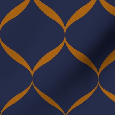 Moroccan Ogee Pattern Blue 4.1 Orange Ribbon