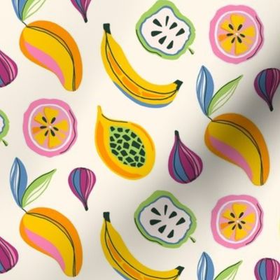 Fruit Salad - Bright - Tropical, Colorful, Mango, Fig, Banana, Passionfruit