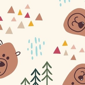 Medium Woodland Bear Faces with Cream Background