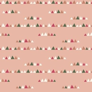 Small Geometric Mountains with Dusty Pink Background