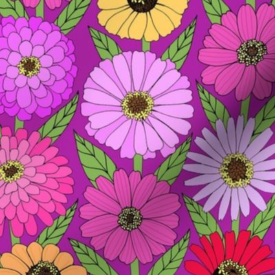 pretty pastels zinnia line drawing floral on dusty lilac