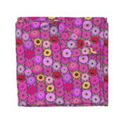 pretty pastels zinnia line drawing floral on dusty lilac