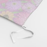 pretty pastels zinnia line drawing floral on dusty lilac