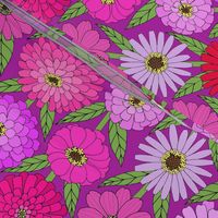 pretty pastels zinnia line drawing floral on dusty lilac
