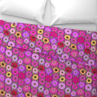 pretty pastels zinnia line drawing floral on dusty lilac