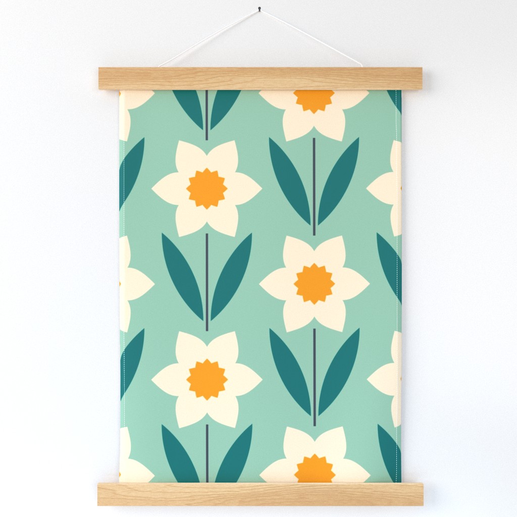 Daffodils - Teal and Blue - Large