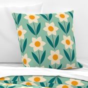 Daffodils - Teal and Blue - Large