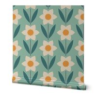 Daffodils - Teal and Blue - Large