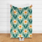 Daffodils - Teal and Blue - Medium