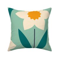 Daffodils - Teal and Blue - Medium