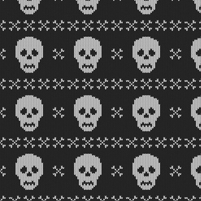 Halloween Knit Sweater Patters, Skulls and Skeletons, Black and White