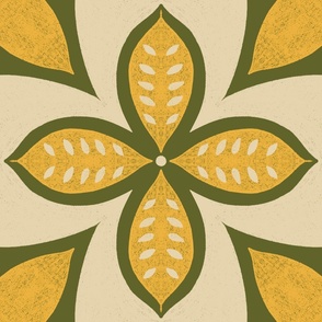 retro vintage tile in mustard yellow and olive green