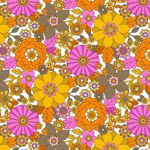 Groovy Blooms (Pink, Orange, Gold, Brown)