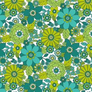 Groovy Blooms (Teal & Greens)