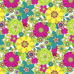 Groovy Blooms (Lime, Yellow, Magenta)