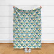 Mod Geometric Poppies Turquoise