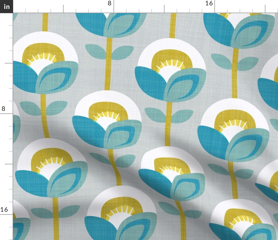 Mod Geometric Poppies Turquoise