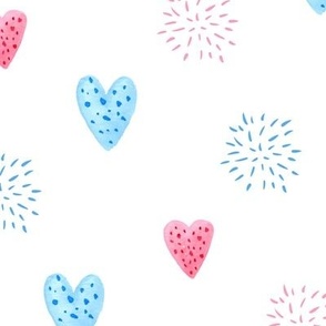 Patriotic Party Hearts & Fireworks 12x12
