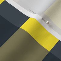 Grey, navy and yellow gingham - Large scale