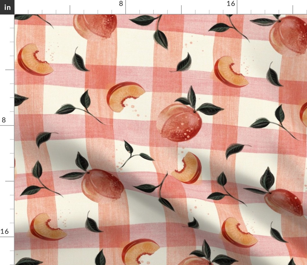 Retro Kitchen Peaches Gingham