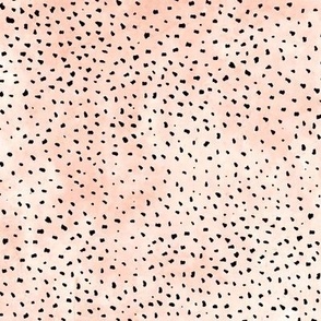 Messy cheetah spots and tie dye textile background abstract modern boho design black peach blush 