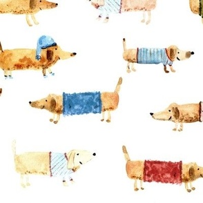 pups in pajamas - watercolor dogs - watercolor puppies for nursery a892 