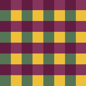 Purple, green and yellow gingham - Large scale