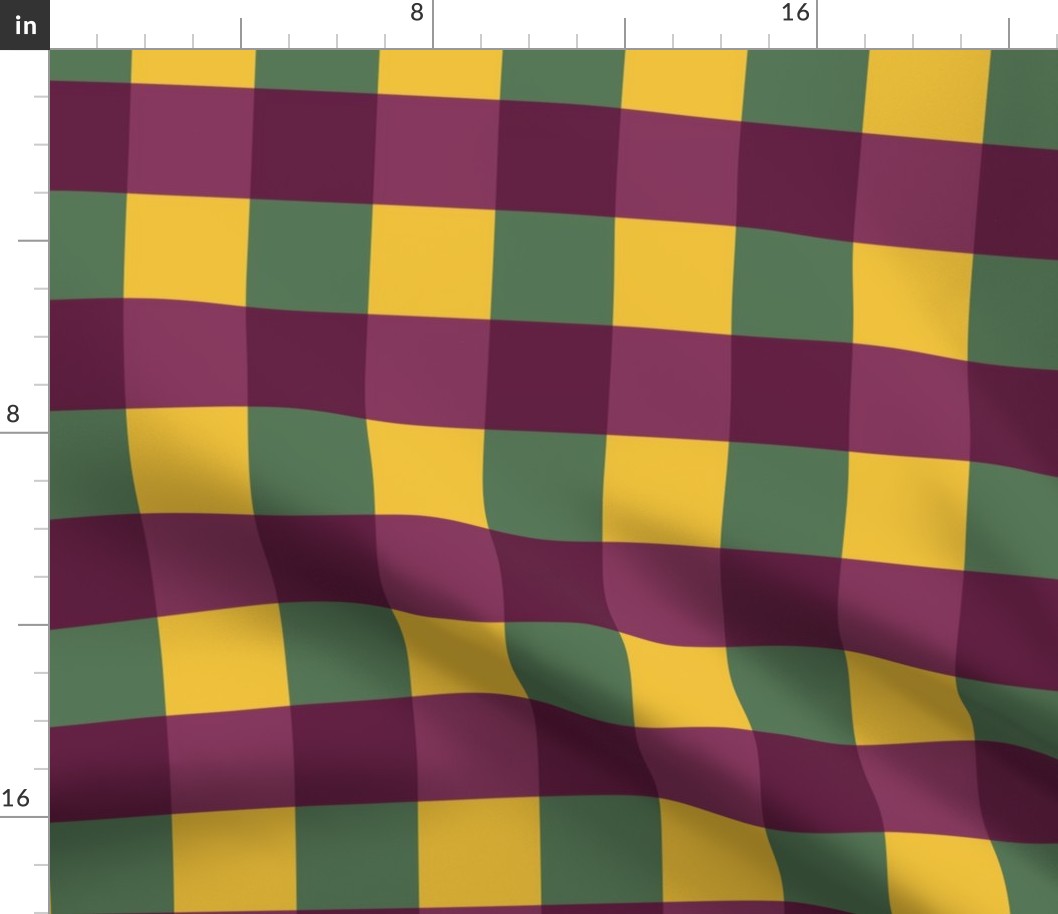 Purple, green and yellow gingham - Large scale