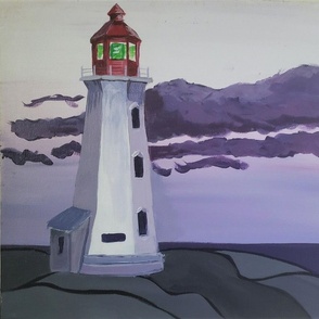 Lighthouse with purple sky