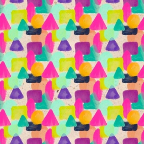 Bold geometrics shapes in water colour on handmade paper background large