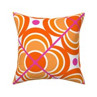Flower Power- Pink and Orange Retro Geometric Floral- 70's Vintage Flowers- Bright and Bold