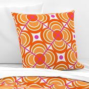 Flower Power- Pink and Orange Retro Geometric Floral- 70's Vintage Flowers- Bright and Bold