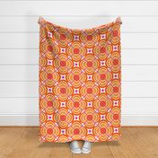 Flower Power- Pink and Orange Retro Geometric Floral- 70's Vintage Flowers- Bright and Bold