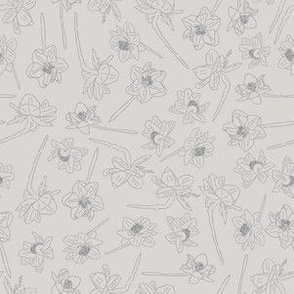 6" Repeat Tossed Sketched Daffodil Pattern Medium Scale | Gray MK003