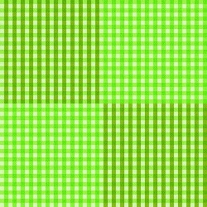 Two Tone Gingham Lime and Avocado Green