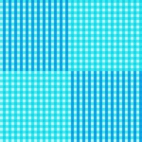 Two Tone Gingham Sky Blue and Turquoise Blue