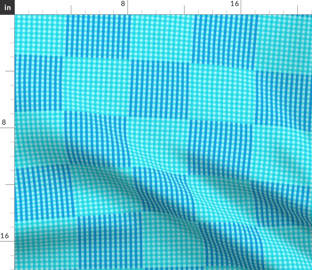 Two Tone Gingham Sky Blue and Turquoise Blue