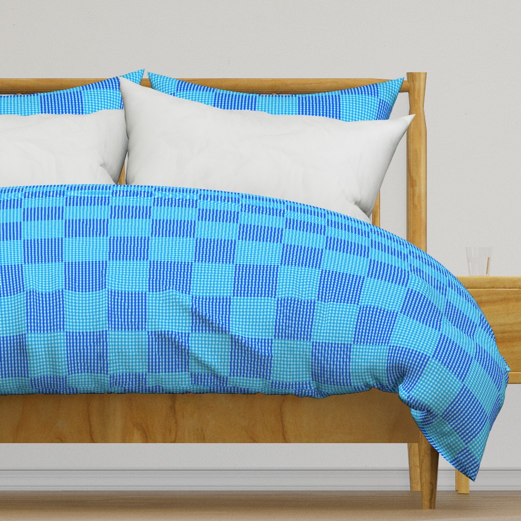 Two Tone Gingham Sky Blue and Royal Blue