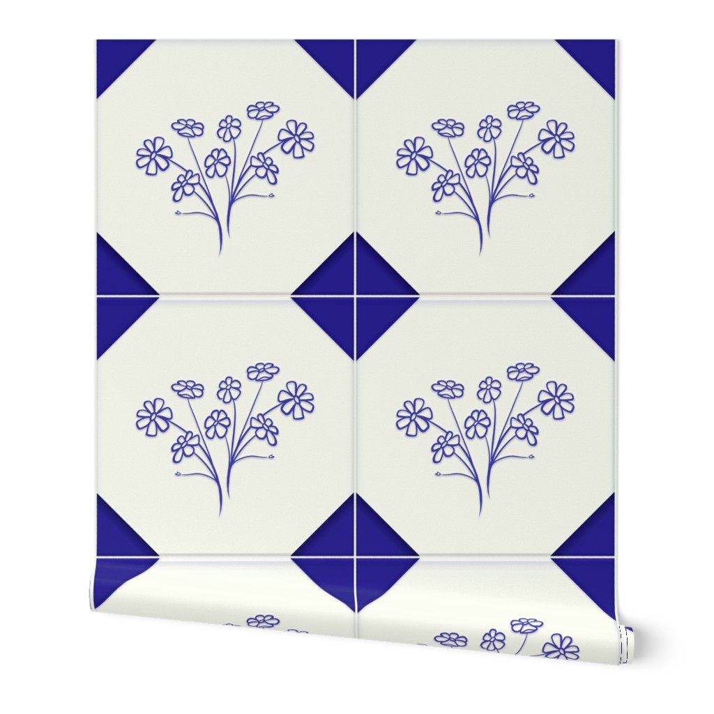 Blue floral vintage kitchen tiles (large version)