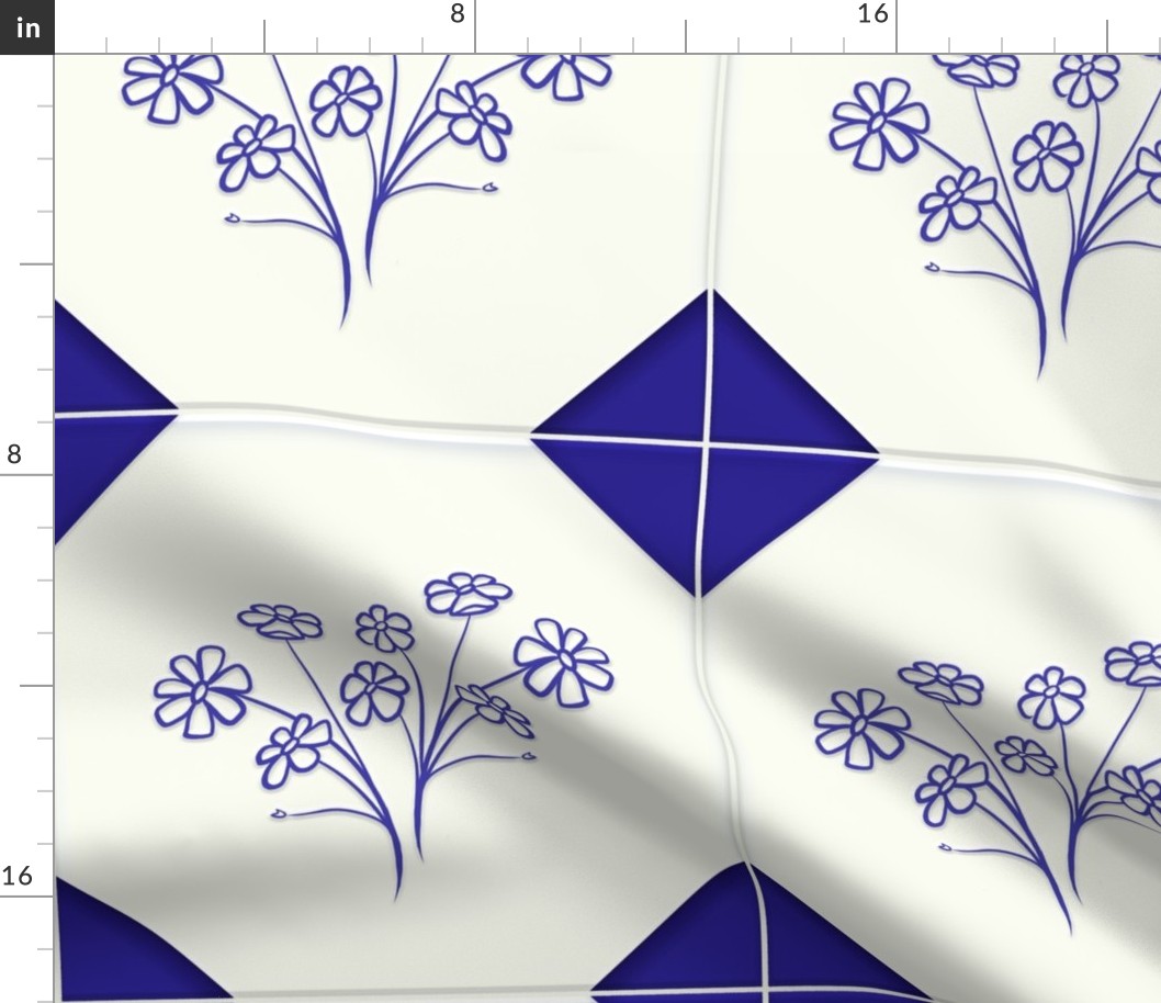 Blue floral vintage kitchen tiles (large version)