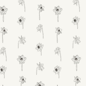 5" Repeat Simple Sketched Daffodil Pattern Medium Scale | Cream and Gray MK003