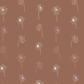 5" Repeat Simple Sketched Daffodil Pattern Medium Scale | Brown MK003