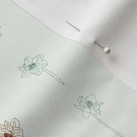 5" Repeat Simple Sketched Daffodil Pattern Medium Scale | Green and Orange MK003