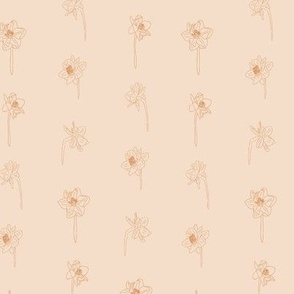 5" Repeat Simple Sketched Daffodil Pattern Medium Scale | Orange MK003